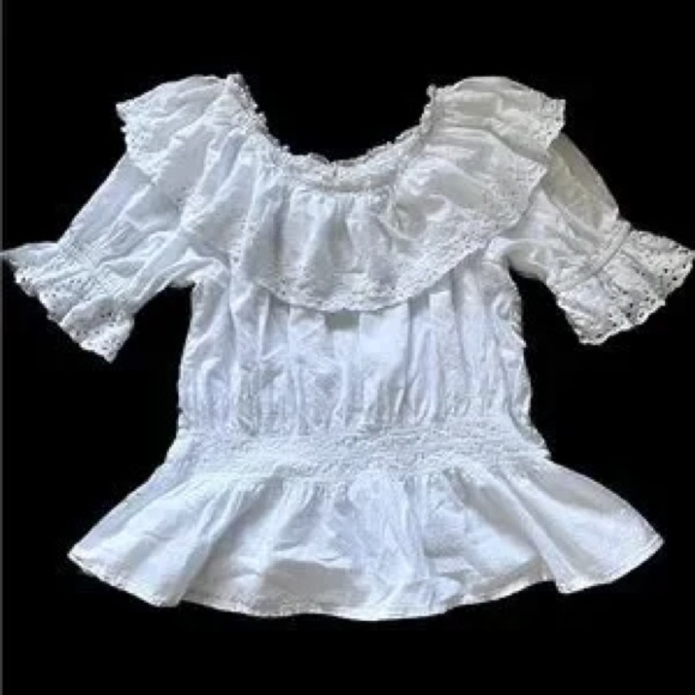 Universal Thread White Eyelet Peasant Blouse Xs R… - image 2